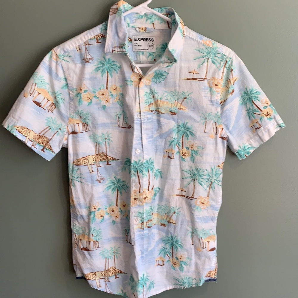 Express casual button down tropical slim size XS